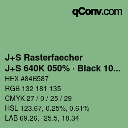 Farbcode: J+S Rasterfaecher - J+S 640K 050% · Black 10% | qconv.com
