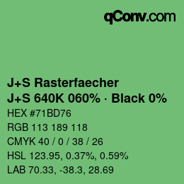 Farbcode: J+S Rasterfaecher - J+S 640K 060% · Black 0% | qconv.com