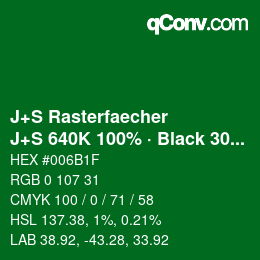 カラーコード: J+S Rasterfaecher - J+S 640K 100% · Black 30% | qconv.com