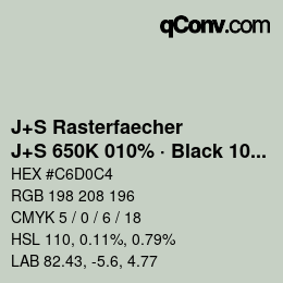 カラーコード: J+S Rasterfaecher - J+S 650K 010% · Black 10% | qconv.com