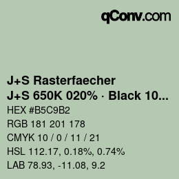 Farbcode: J+S Rasterfaecher - J+S 650K 020% · Black 10% | qconv.com