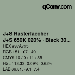 Code couleur: J+S Rasterfaecher - J+S 650K 020% · Black 30% | qconv.com