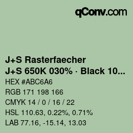 Farbcode: J+S Rasterfaecher - J+S 650K 030% · Black 10% | qconv.com