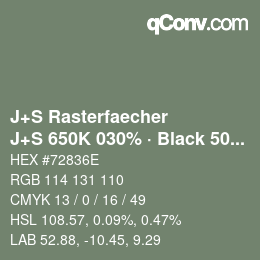 Farbcode: J+S Rasterfaecher - J+S 650K 030% · Black 50% | qconv.com