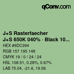 Farbcode: J+S Rasterfaecher - J+S 650K 040% · Black 10% | qconv.com