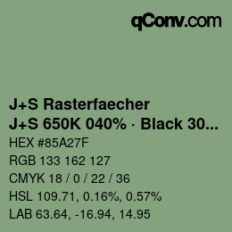 Code couleur: J+S Rasterfaecher - J+S 650K 040% · Black 30% | qconv.com