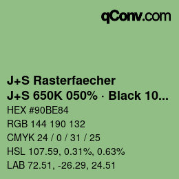カラーコード: J+S Rasterfaecher - J+S 650K 050% · Black 10% | qconv.com
