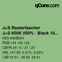 Color code: J+S Rasterfaecher - J+S 650K 050% · Black 10% | qconv.com