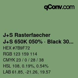 カラーコード: J+S Rasterfaecher - J+S 650K 050% · Black 30% | qconv.com
