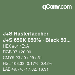 Code couleur: J+S Rasterfaecher - J+S 650K 050% · Black 50% | qconv.com