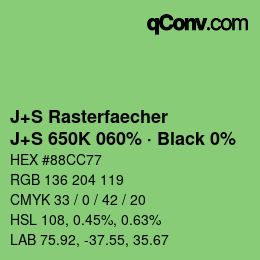 Code couleur: J+S Rasterfaecher - J+S 650K 060% · Black 0% | qconv.com