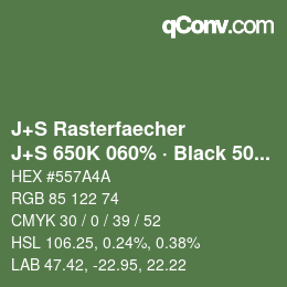 Farbcode: J+S Rasterfaecher - J+S 650K 060% · Black 50% | qconv.com