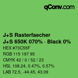 Code couleur: J+S Rasterfaecher - J+S 650K 070% · Black 0% | qconv.com