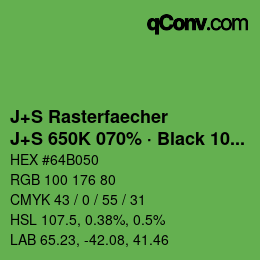 Farbcode: J+S Rasterfaecher - J+S 650K 070% · Black 10% | qconv.com