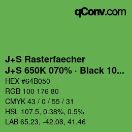 Color code: J+S Rasterfaecher - J+S 650K 070% · Black 10% | qconv.com