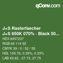 Farbcode: J+S Rasterfaecher - J+S 650K 070% · Black 50% | qconv.com