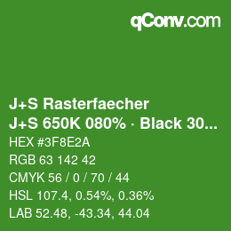 Color code: J+S Rasterfaecher - J+S 650K 080% · Black 30% | qconv.com