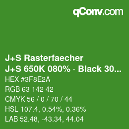 Code couleur: J+S Rasterfaecher - J+S 650K 080% · Black 30% | qconv.com