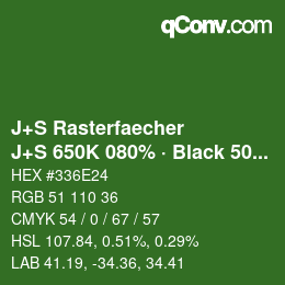 Code couleur: J+S Rasterfaecher - J+S 650K 080% · Black 50% | qconv.com