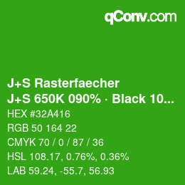 Farbcode: J+S Rasterfaecher - J+S 650K 090% · Black 10% | qconv.com
