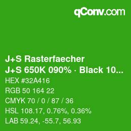 Color code: J+S Rasterfaecher - J+S 650K 090% · Black 10% | qconv.com