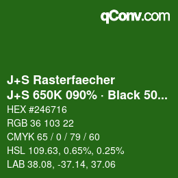 Farbcode: J+S Rasterfaecher - J+S 650K 090% · Black 50% | qconv.com