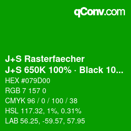 Farbcode: J+S Rasterfaecher - J+S 650K 100% · Black 10% | qconv.com