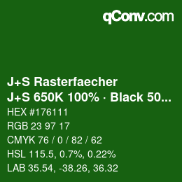 Code couleur: J+S Rasterfaecher - J+S 650K 100% · Black 50% | qconv.com