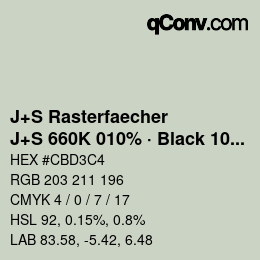 Code couleur: J+S Rasterfaecher - J+S 660K 010% · Black 10% | qconv.com