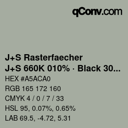 Farbcode: J+S Rasterfaecher - J+S 660K 010% · Black 30% | qconv.com