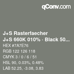 Color code: J+S Rasterfaecher - J+S 660K 010% · Black 50% | qconv.com