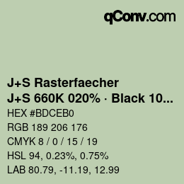 Farbcode: J+S Rasterfaecher - J+S 660K 020% · Black 10% | qconv.com