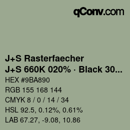 Farbcode: J+S Rasterfaecher - J+S 660K 020% · Black 30% | qconv.com