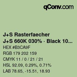 Farbcode: J+S Rasterfaecher - J+S 660K 030% · Black 10% | qconv.com
