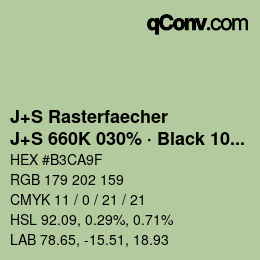 Color code: J+S Rasterfaecher - J+S 660K 030% · Black 10% | qconv.com