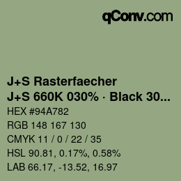 Farbcode: J+S Rasterfaecher - J+S 660K 030% · Black 30% | qconv.com