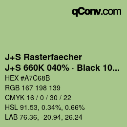 Farbcode: J+S Rasterfaecher - J+S 660K 040% · Black 10% | qconv.com