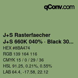 Farbcode: J+S Rasterfaecher - J+S 660K 040% · Black 30% | qconv.com