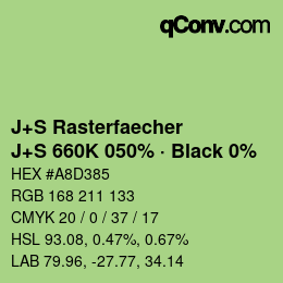 Color code: J+S Rasterfaecher - J+S 660K 050% · Black 0% | qconv.com