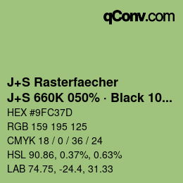 Farbcode: J+S Rasterfaecher - J+S 660K 050% · Black 10% | qconv.com