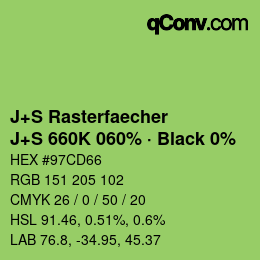 Farbcode: J+S Rasterfaecher - J+S 660K 060% · Black 0% | qconv.com