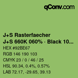 Farbcode: J+S Rasterfaecher - J+S 660K 060% · Black 10% | qconv.com