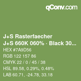 Farbcode: J+S Rasterfaecher - J+S 660K 060% · Black 30% | qconv.com