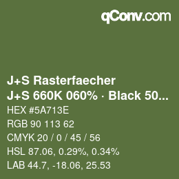 Farbcode: J+S Rasterfaecher - J+S 660K 060% · Black 50% | qconv.com