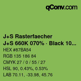Farbcode: J+S Rasterfaecher - J+S 660K 070% · Black 10% | qconv.com