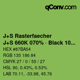 カラーコード: J+S Rasterfaecher - J+S 660K 070% · Black 10% | qconv.com