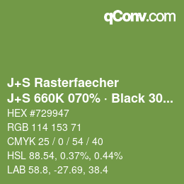 カラーコード: J+S Rasterfaecher - J+S 660K 070% · Black 30% | qconv.com