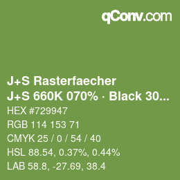 Color code: J+S Rasterfaecher - J+S 660K 070% · Black 30% | qconv.com