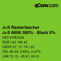 Code couleur: J+S Rasterfaecher - J+S 660K 080% · Black 0% | qconv.com