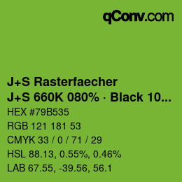 Code couleur: J+S Rasterfaecher - J+S 660K 080% · Black 10% | qconv.com